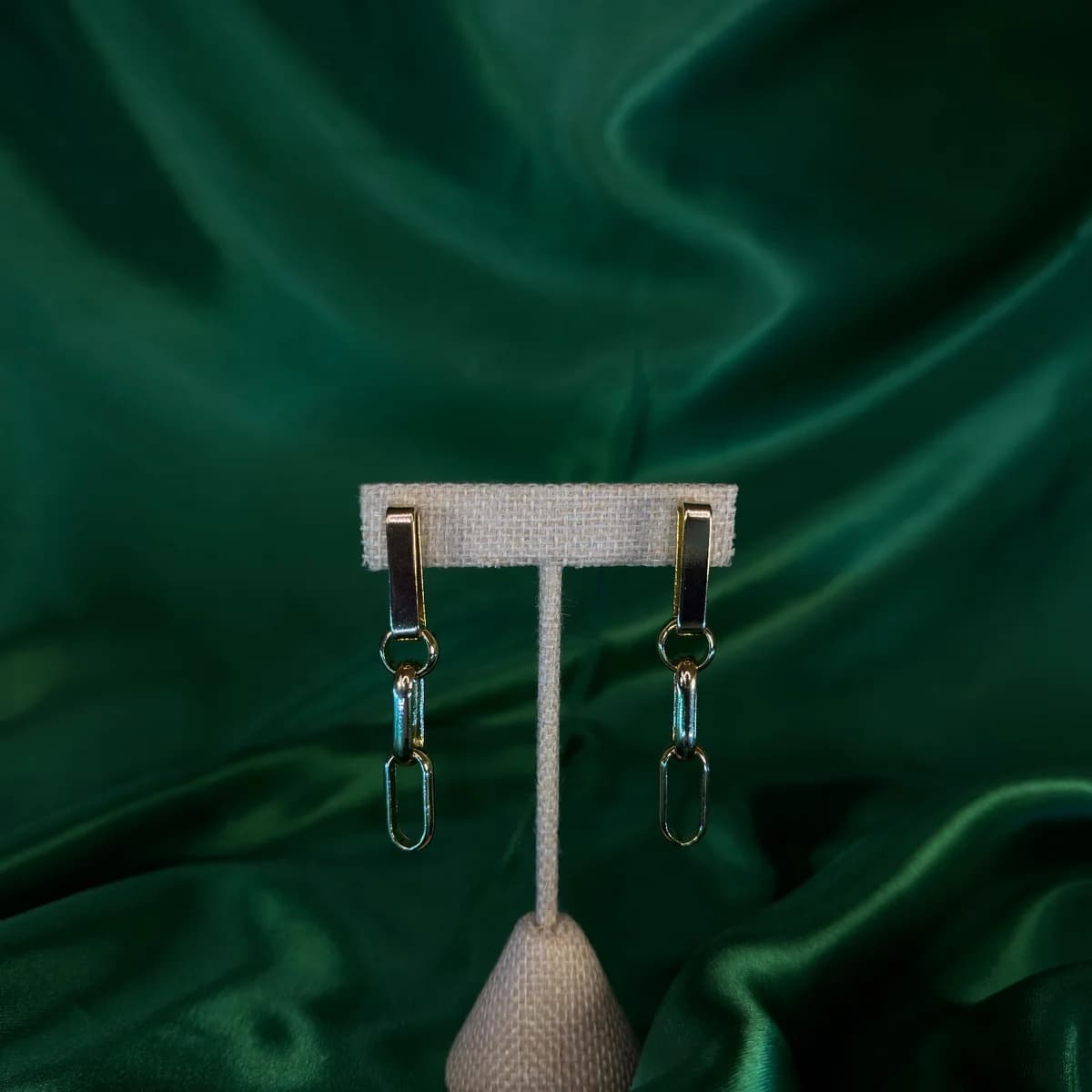 Aretes Largos Baño de Oro 18k Cadena — vista 2