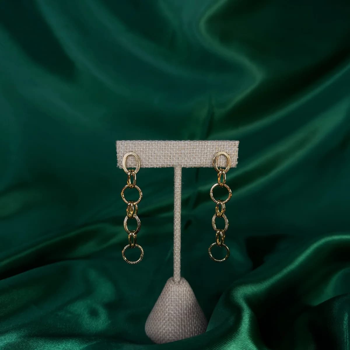 Aretes Largos Cadena en Chapa de Oro 18k — vista 2