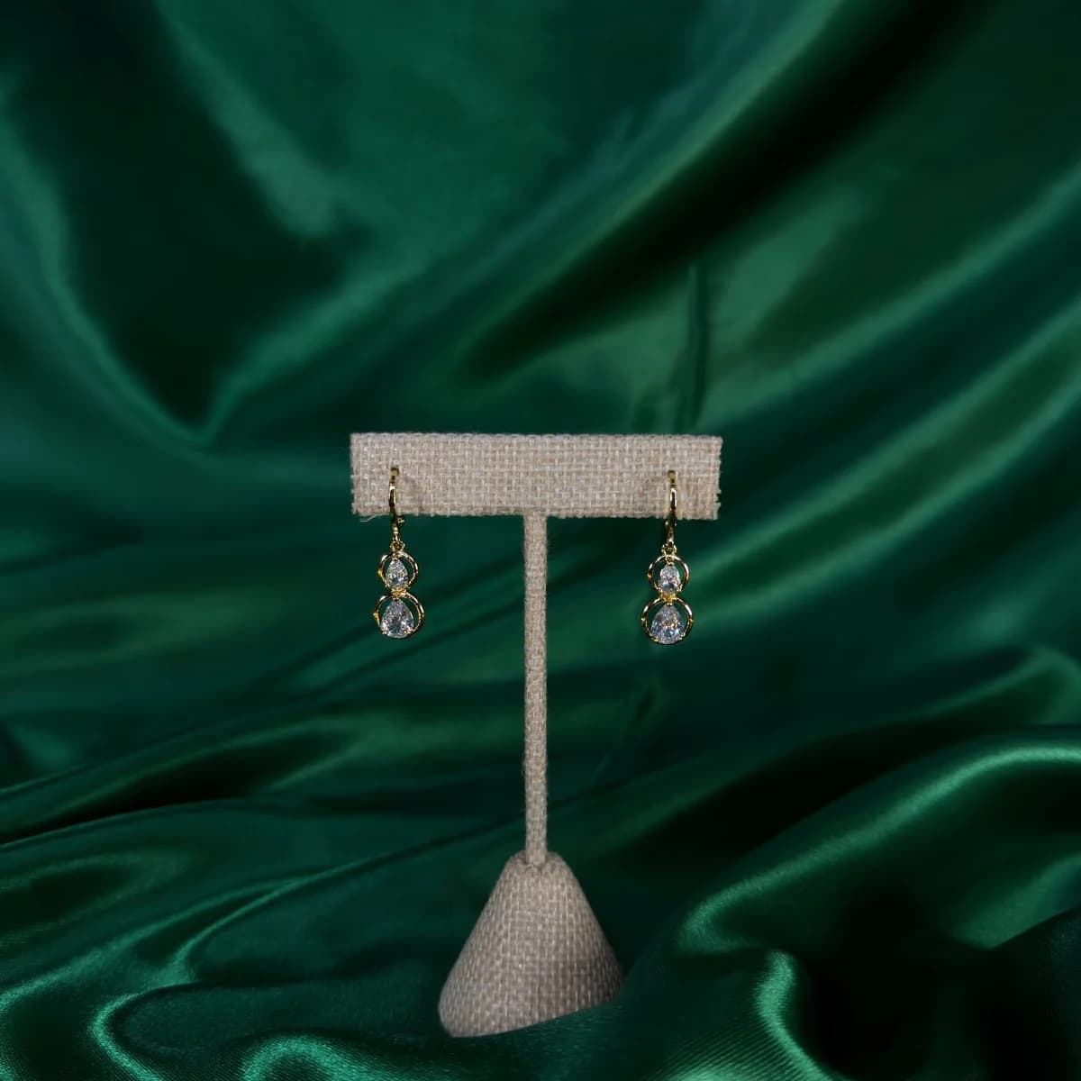 Aretes Largos con Doble Gota en Chapa de Oro 18k — vista 2