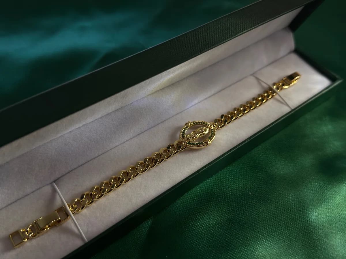 Pulsera Dorada Curb y Aro Oval Chapa de Oro — vista 2