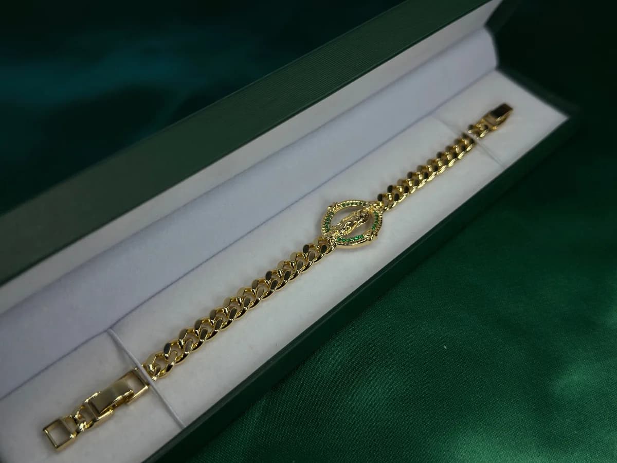 Pulsera Dorada Curb y Aro Oval Chapa de Oro — vista 4