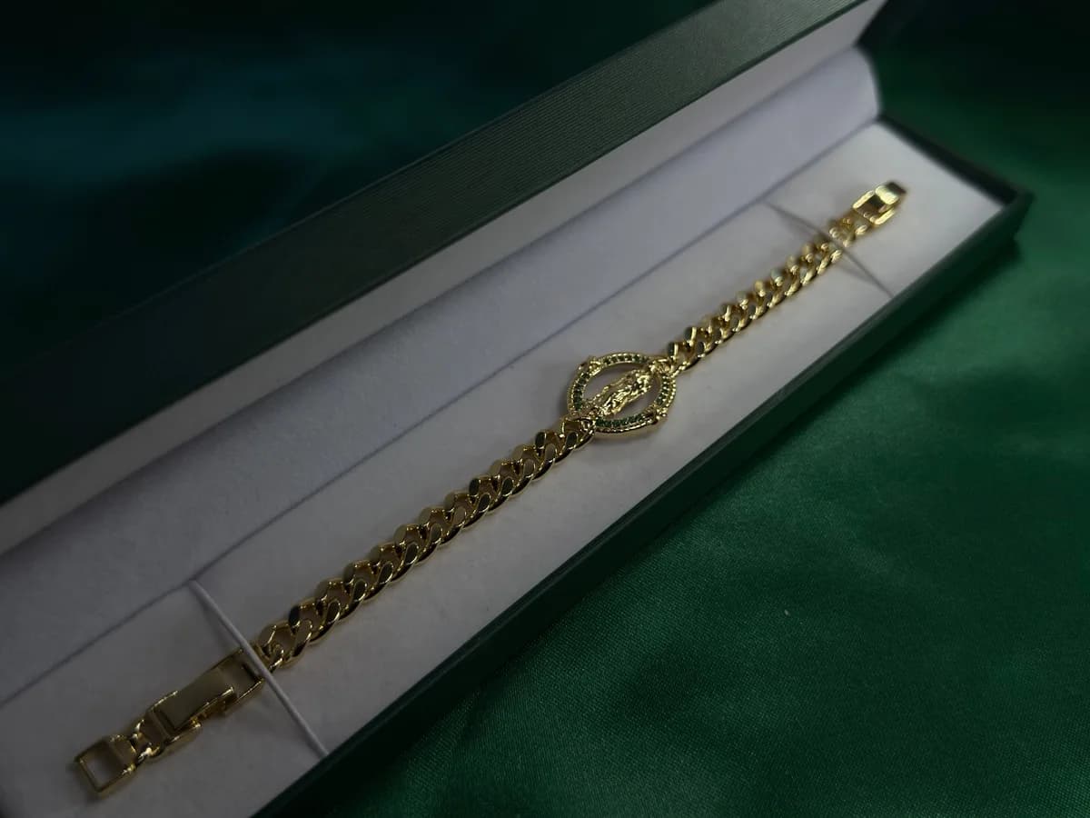 Pulsera Dorada Curb y Aro Oval Chapa de Oro — vista 5
