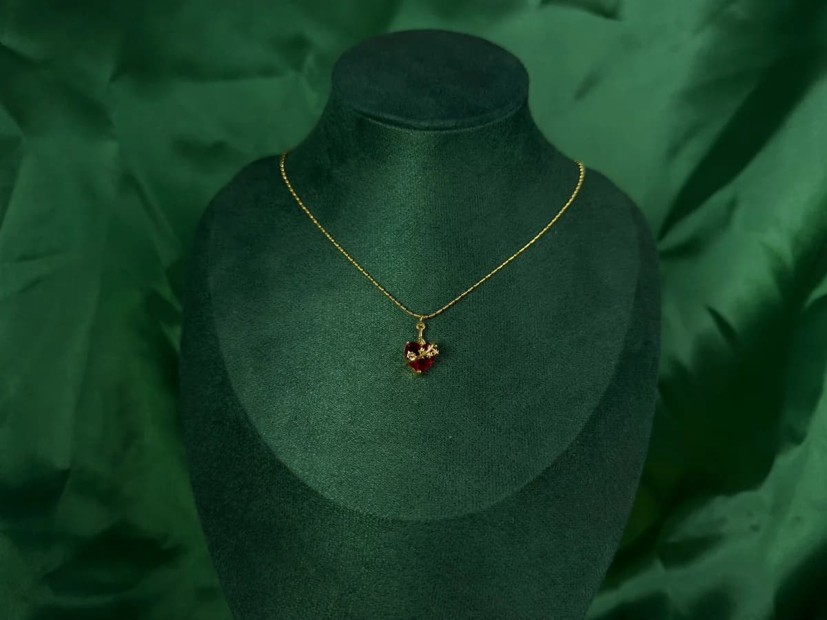Collar Corazón Brillante en Chapa de Oro 18k — vista 3