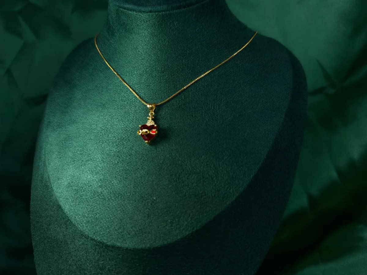 Collar Corazón Brillante en Chapa de Oro 18k — vista 3