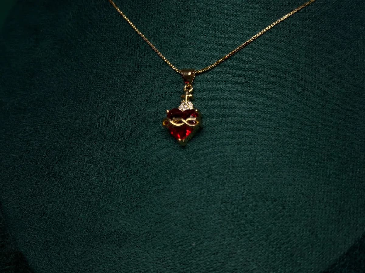 Collar Corazón Brillante en Chapa de Oro 18k — vista 5