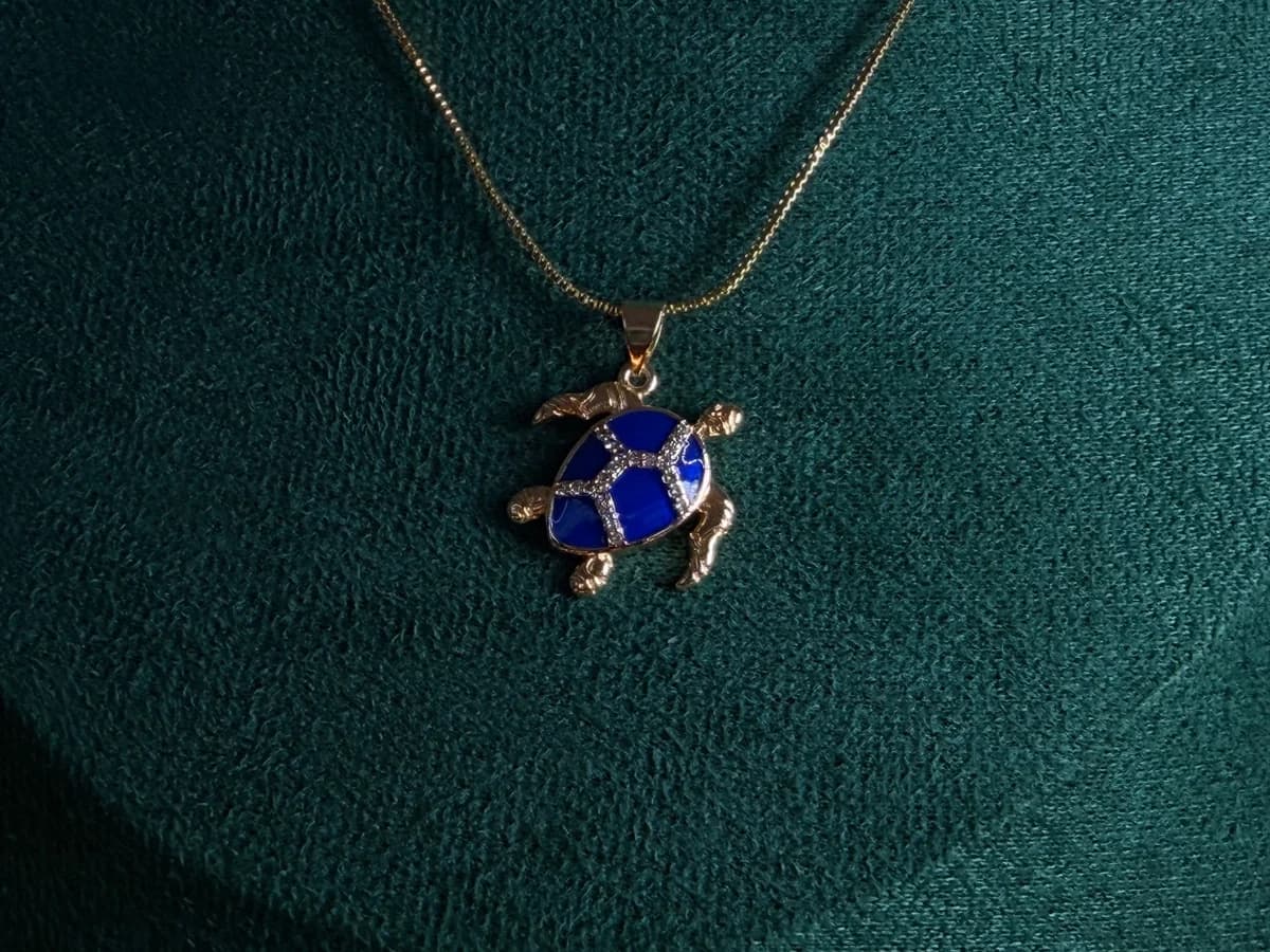 Dije Tortuga Chapa de Oro 18k con Piedras — vista 2