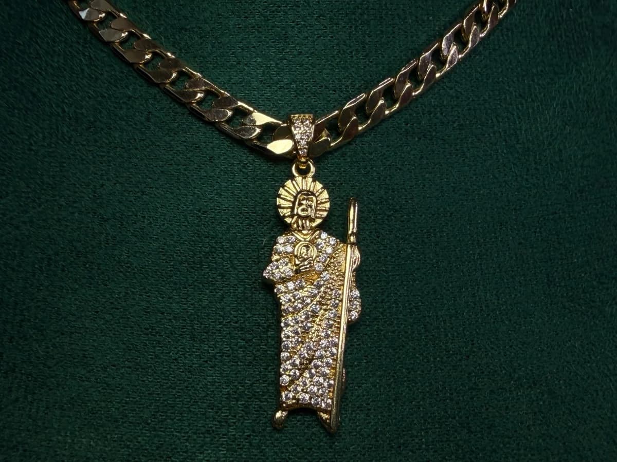 Dije San Judas Tadeo Brillante Chapa de Oro 18k