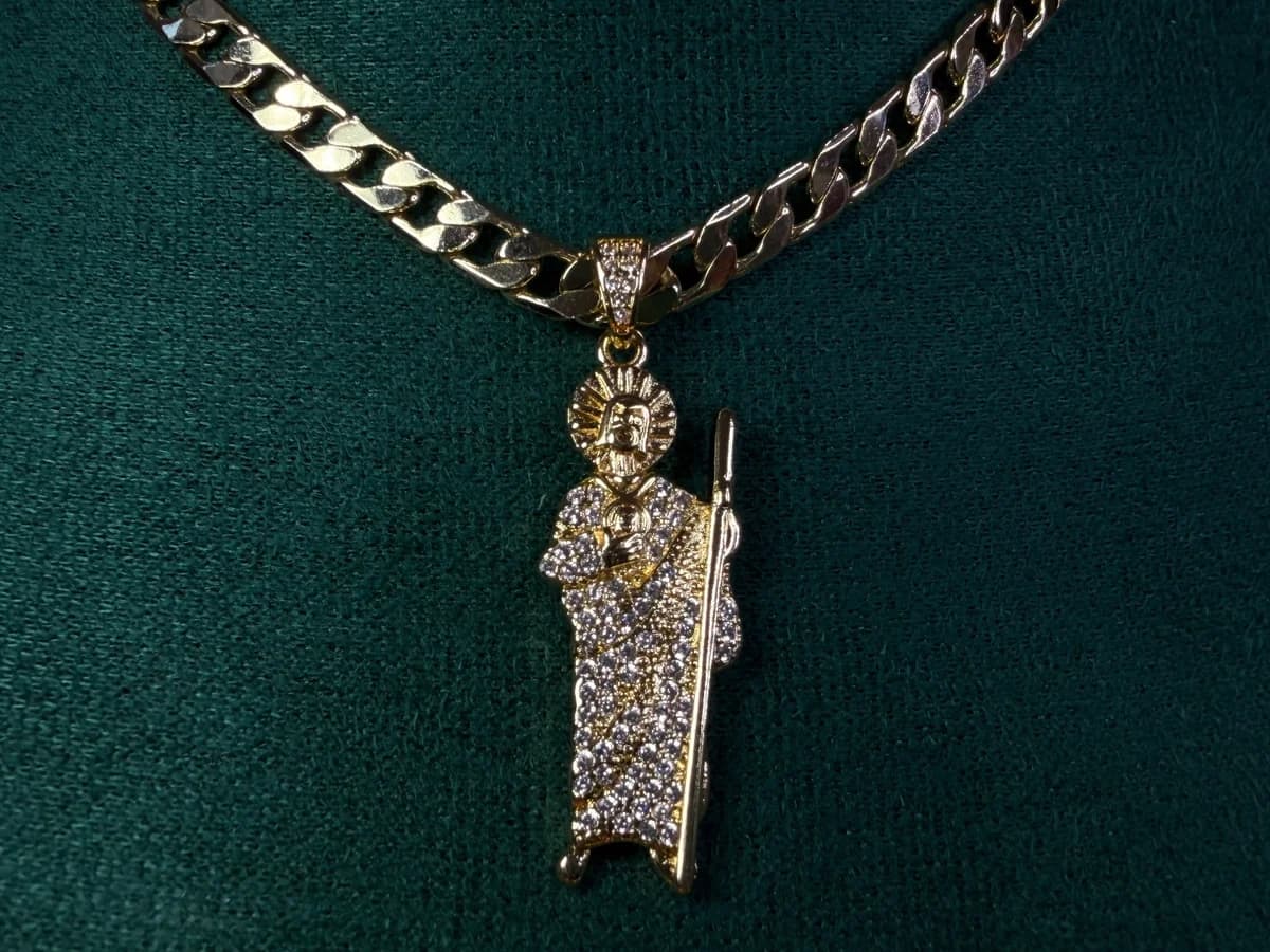 Dije San Judas Tadeo Brillante Chapa de Oro 18k — vista 2