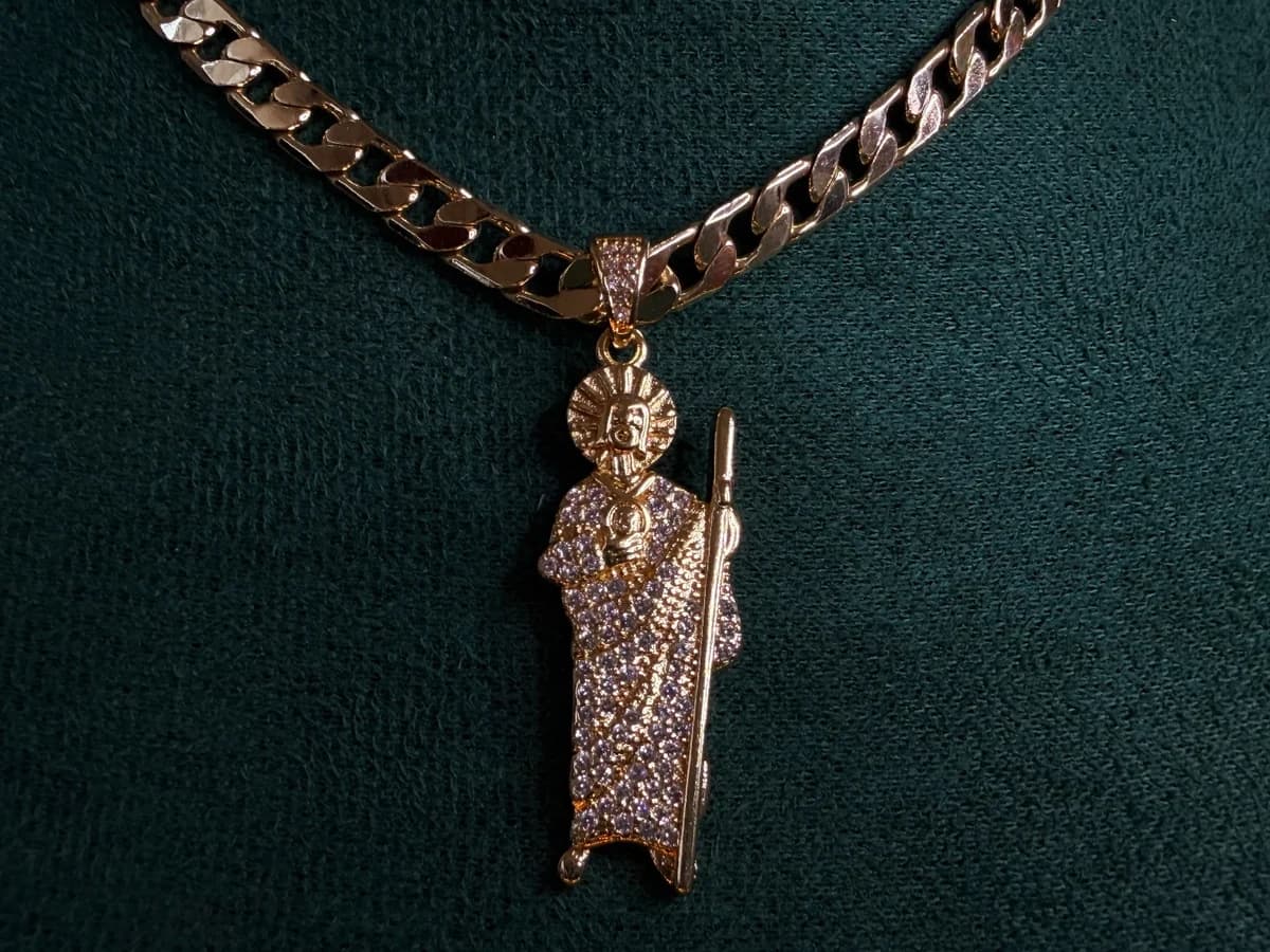 Dije San Judas Tadeo Brillante Chapa de Oro 18k — vista 3