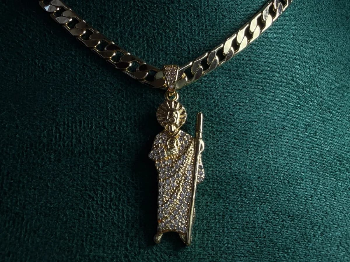 Dije San Judas Tadeo Brillante Chapa de Oro 18k — vista 4