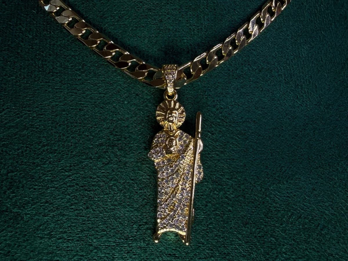 Dije San Judas Tadeo Brillante Chapa de Oro 18k — vista 5