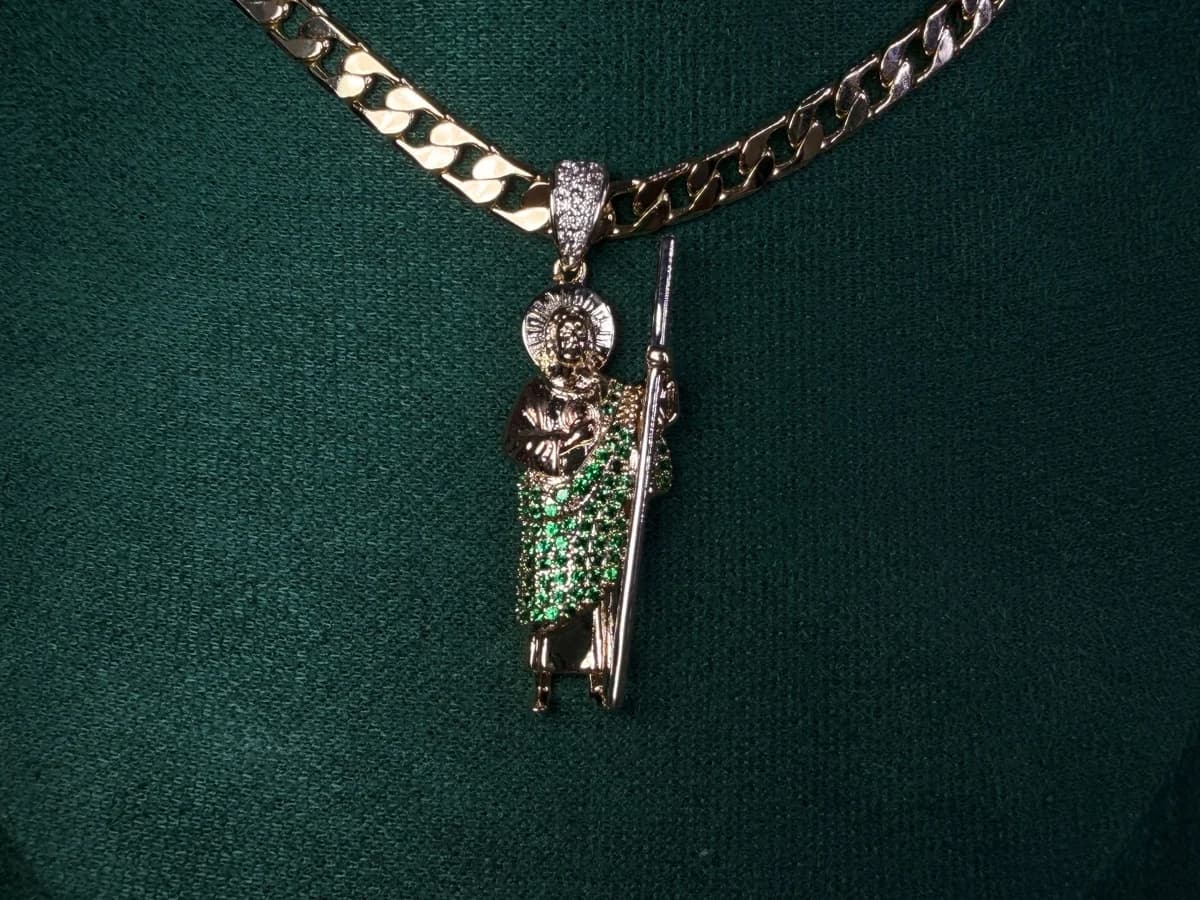 Dije San Judas Tadeo Brillante Chapa de Oro 18k — vista 3