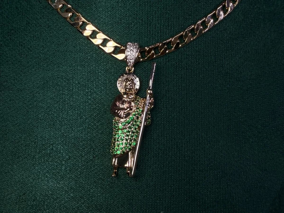 Dije San Judas Tadeo Brillante Chapa de Oro 18k — vista 4