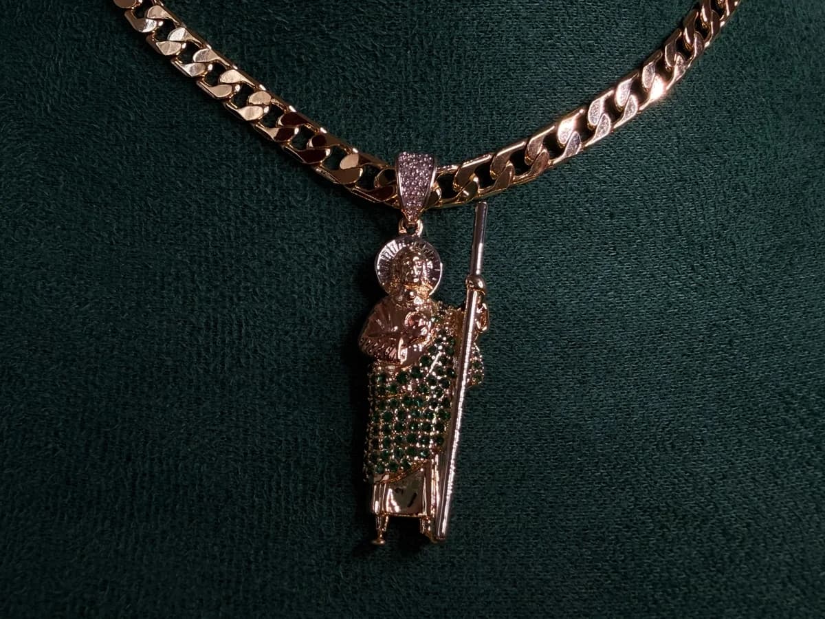 Dije San Judas Tadeo Brillante Chapa de Oro 18k — vista 5