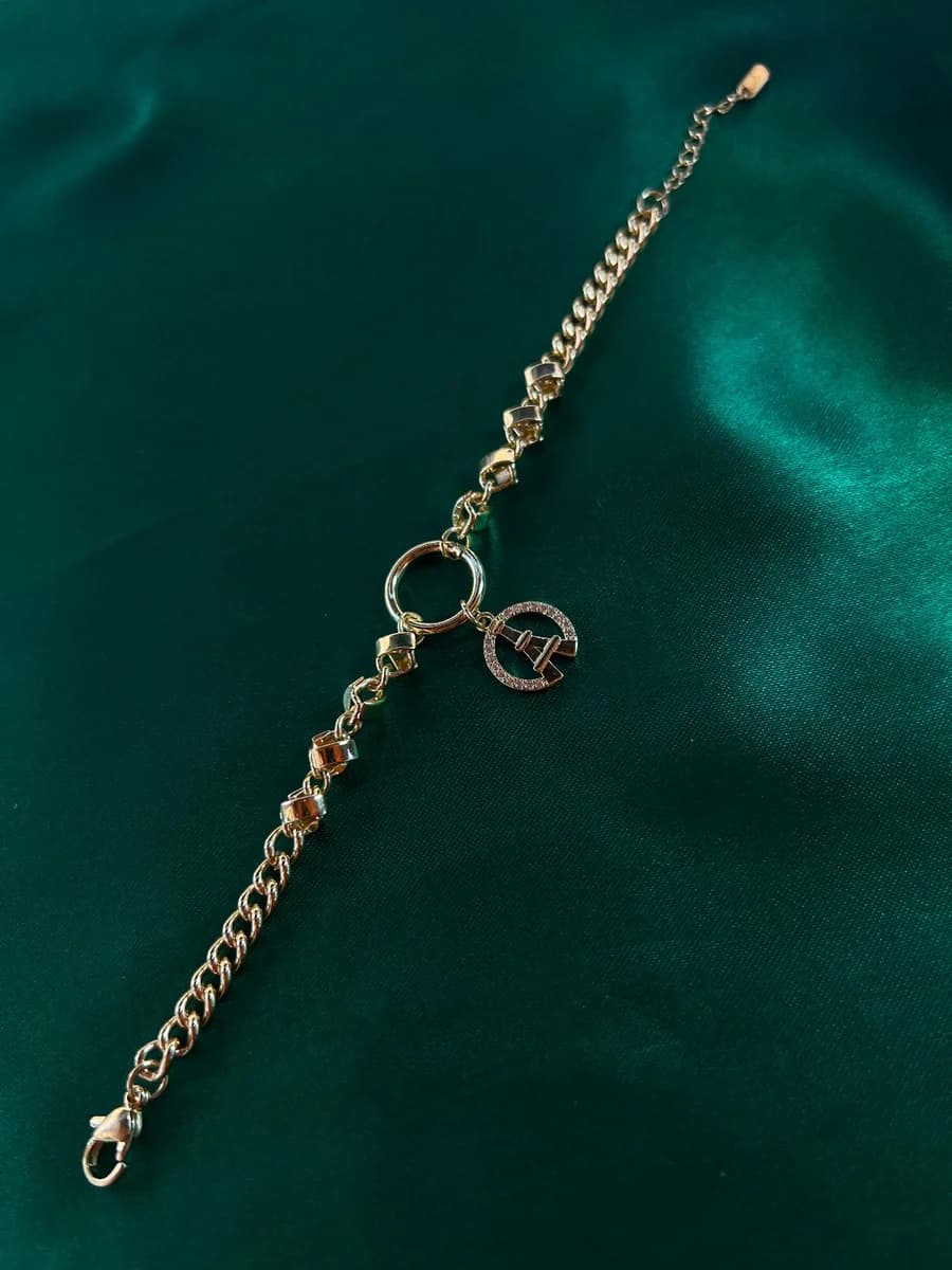 Pulsera Medalla Torre Eiffel Chapa de Oro 18k — vista 3