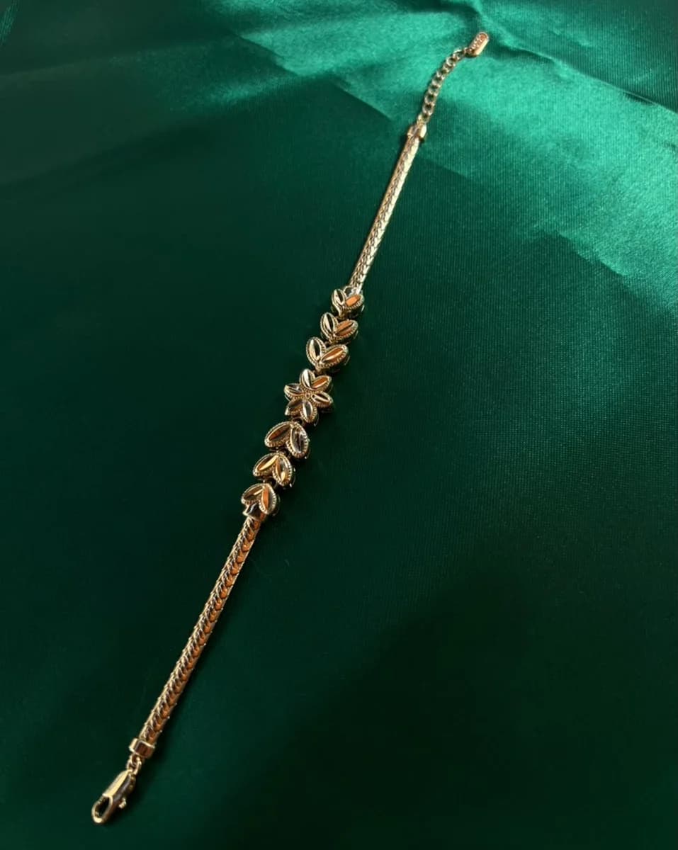 Pulsera Eslabones Florales en Cadena Cartujillo Chapa de Oro — vista 5