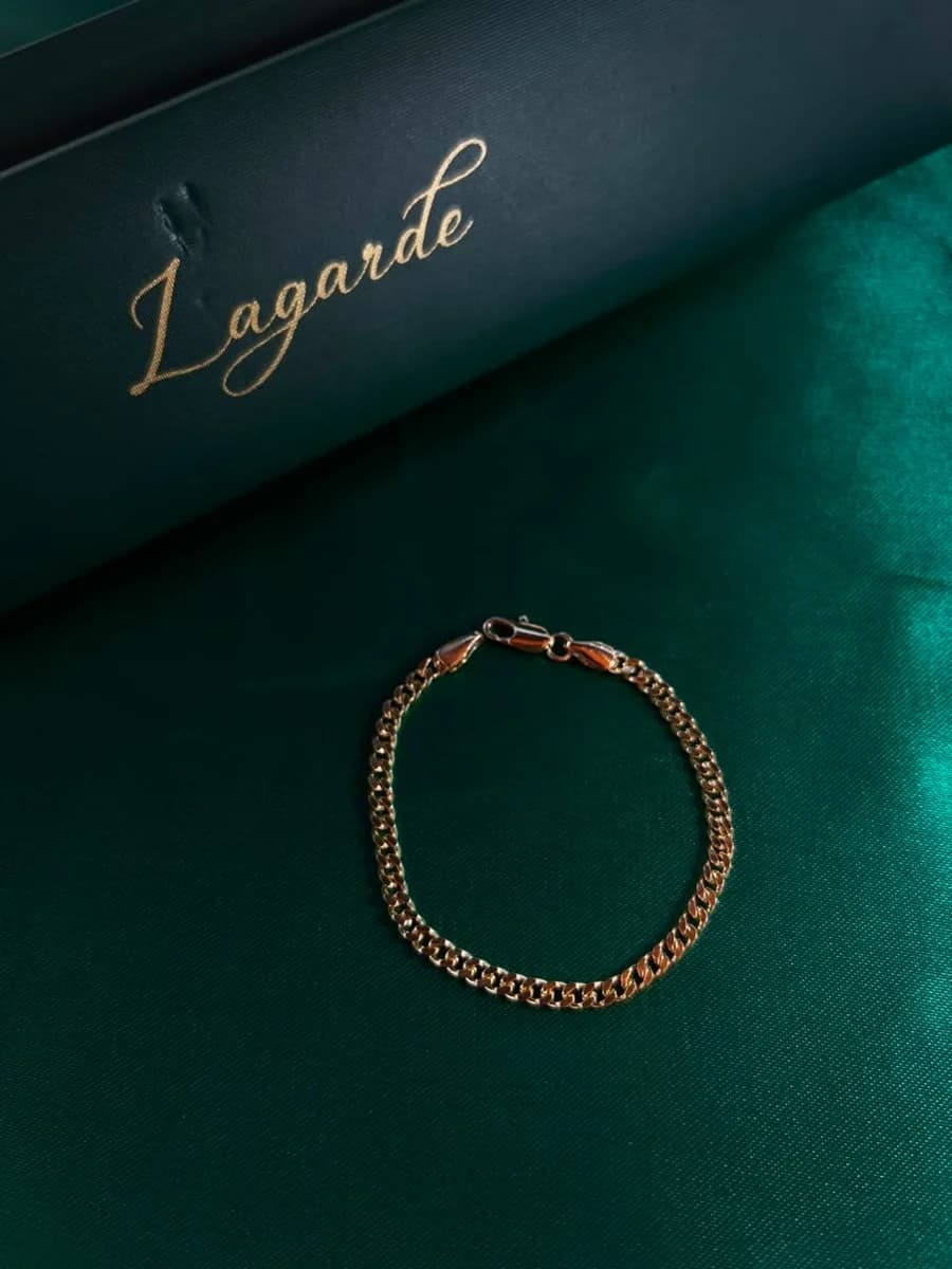 Pulsera Cadena Figaro Dorada Chapa de Oro — vista 4