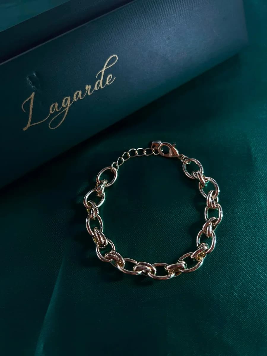 Pulsera Cadena Eslabon Ancho Chapa de Oro 18k — vista 2