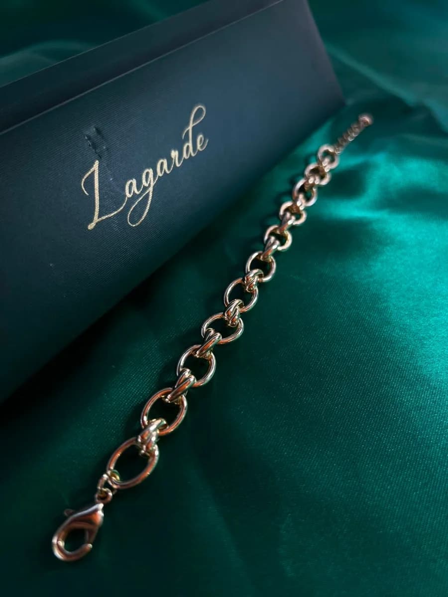 Pulsera Cadena Eslabon Ancho Chapa de Oro 18k — vista 3