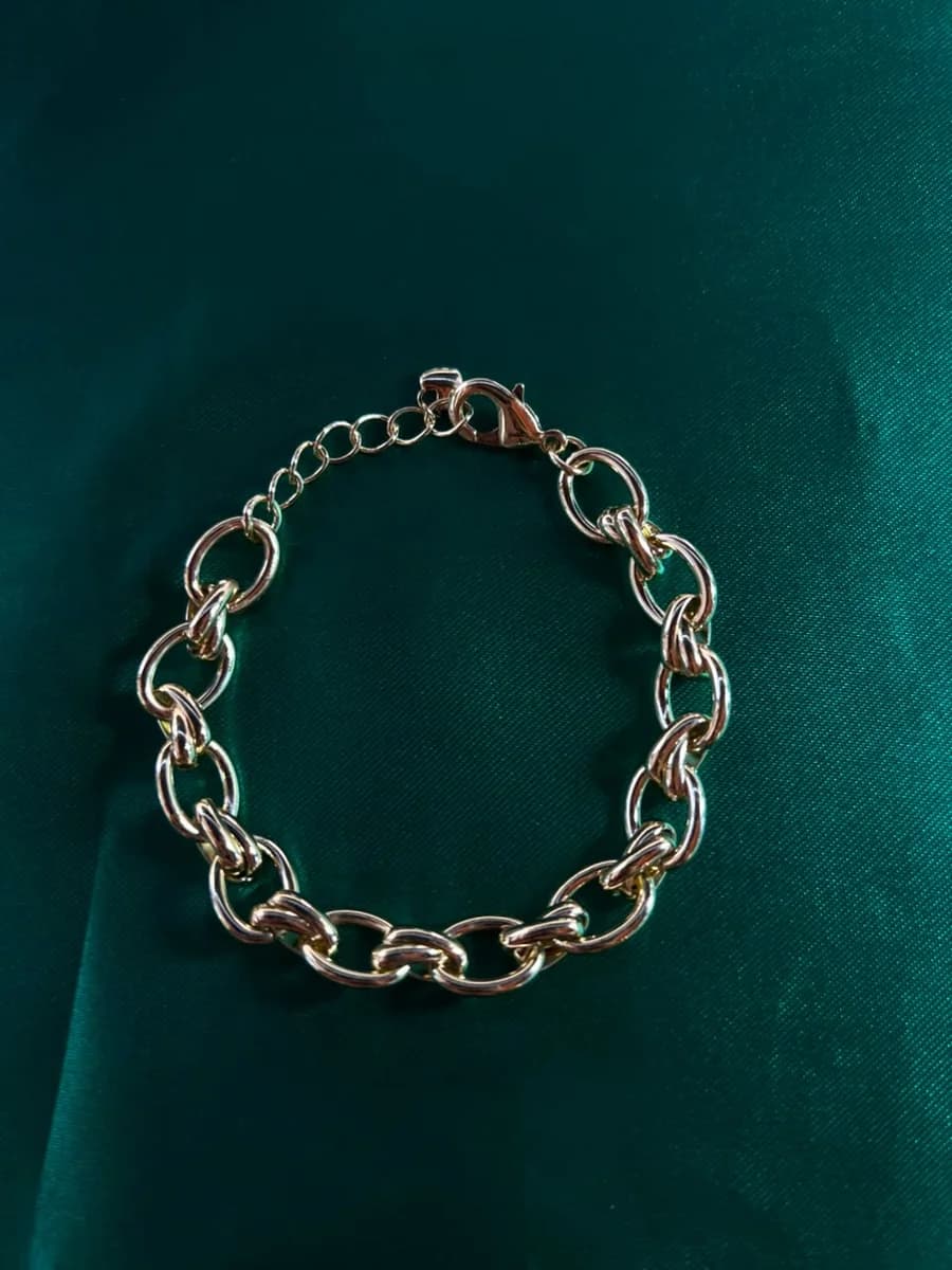 Pulsera Cadena Eslabon Ancho Chapa de Oro 18k — vista 4