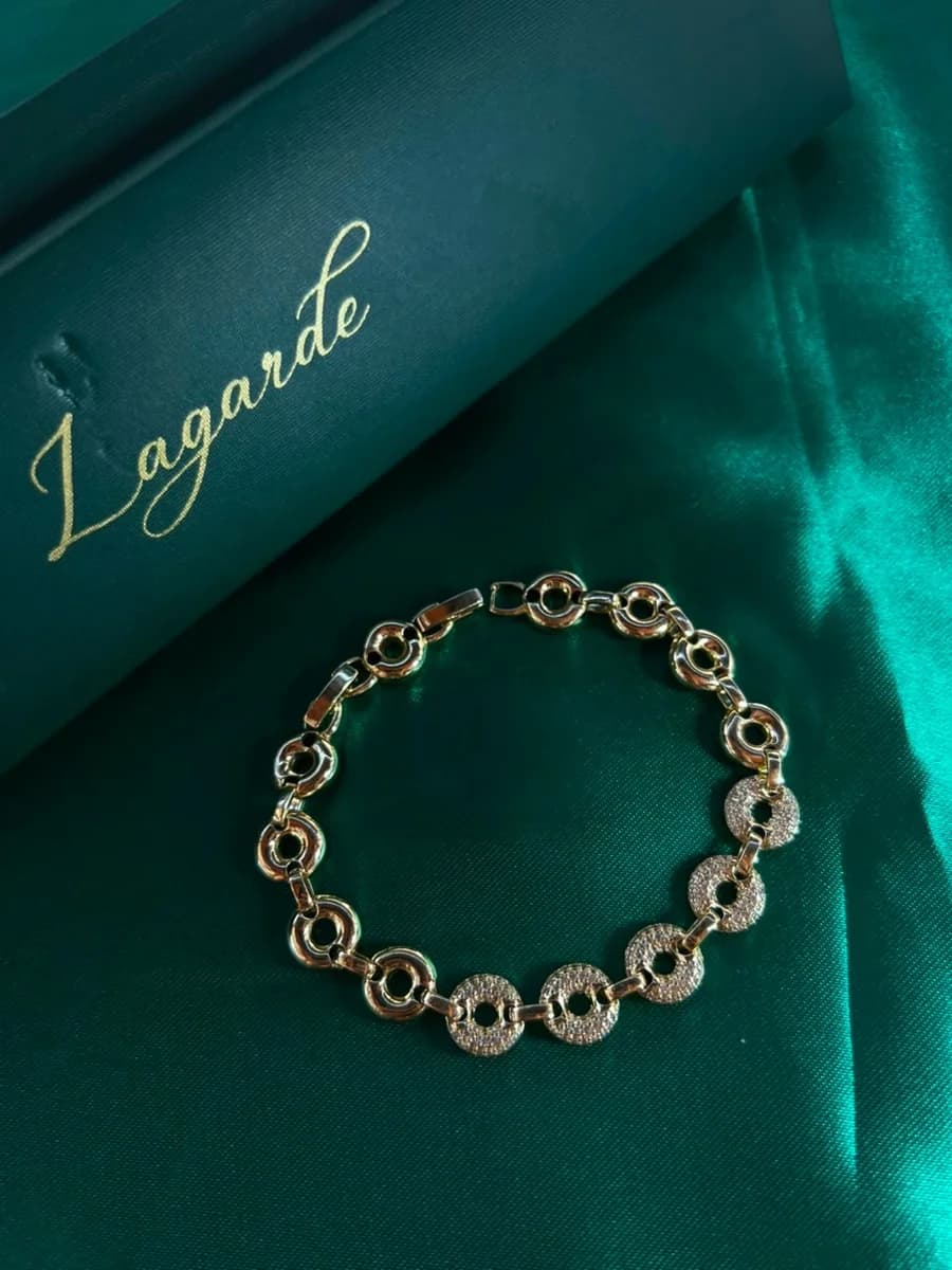 Pulsera de Aros en Piedreria en Chapa de Oro 18k — vista 3