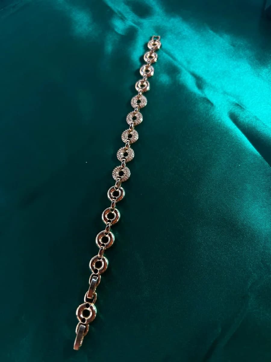 Pulsera de Aros en Piedreria en Chapa de Oro 18k — vista 4