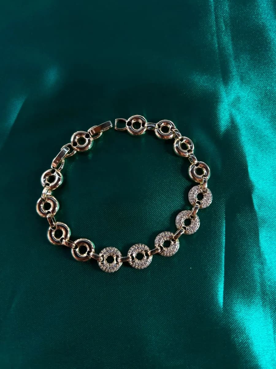 Pulsera de Aros en Piedreria en Chapa de Oro 18k — vista 5