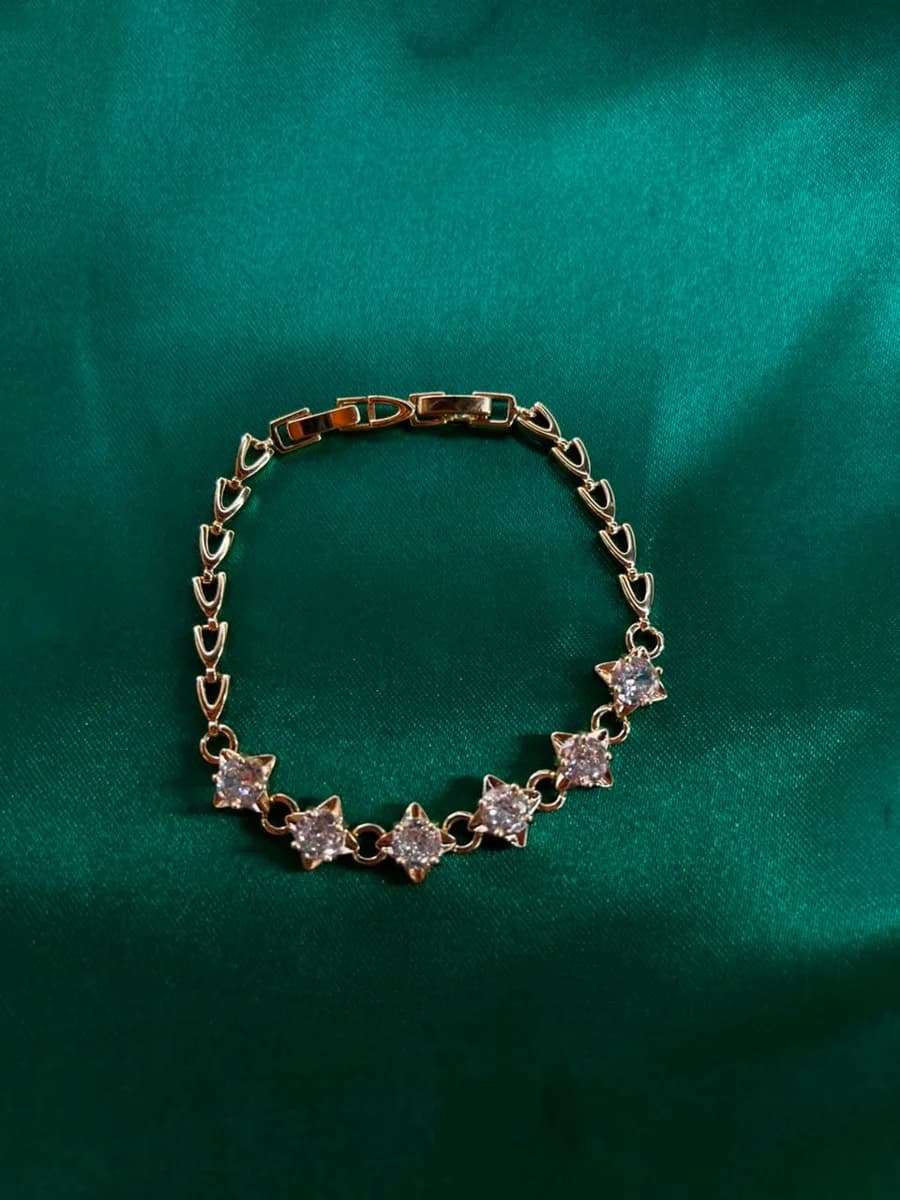 Pulsera Piedras en Estrella en Chapa de Oro 18k — vista 3