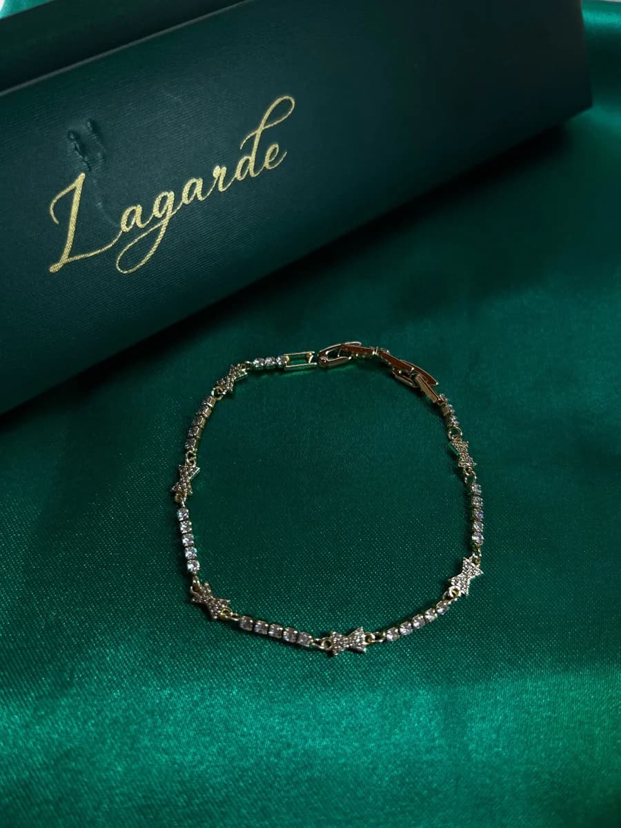 Pulsera de Piedreria Decorada en Chapa de Oro 18k — vista 2