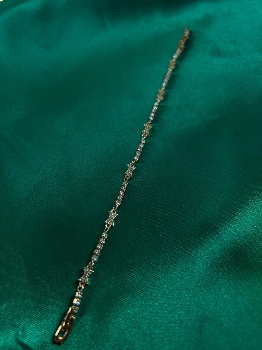 Pulsera de Piedreria Decorada en Chapa de Oro 18k — vista 3