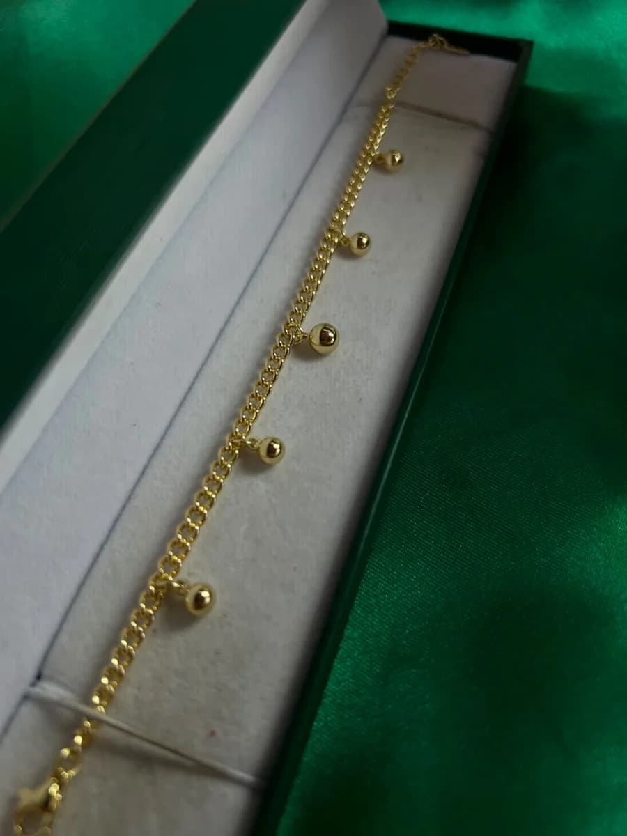 Pulsera Eslabon Colgate Esféricos en Chapa de Oro 18k