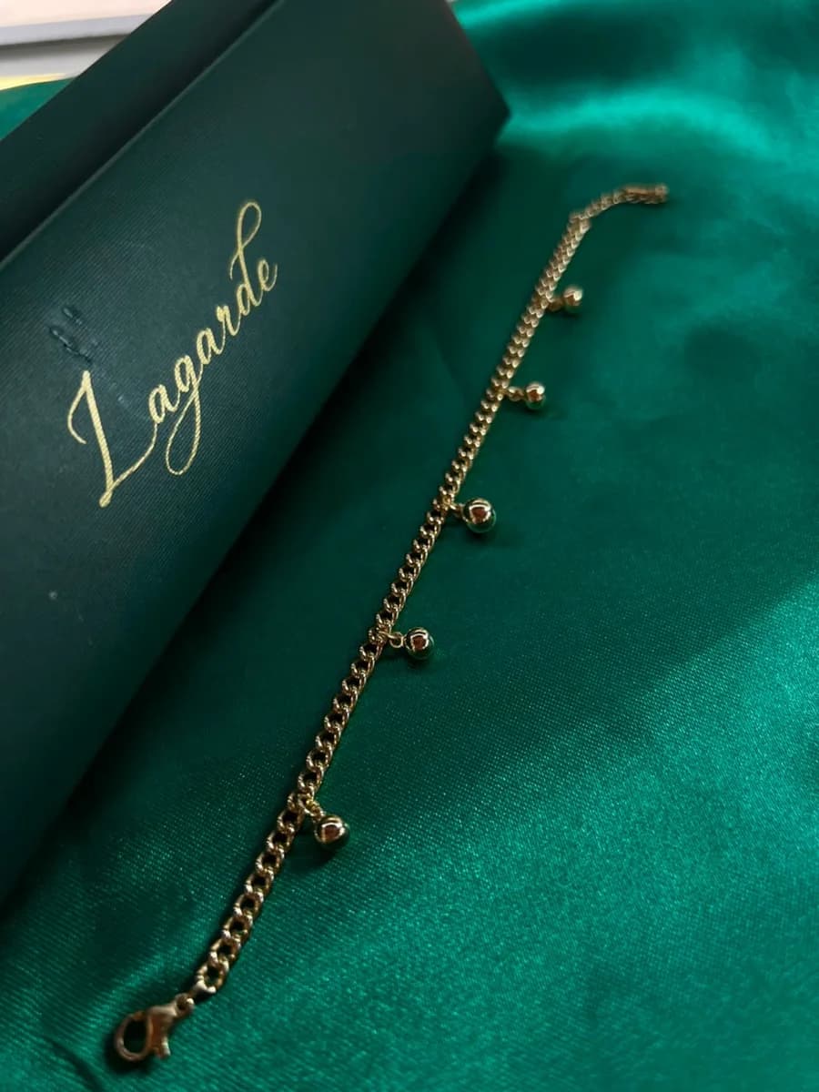 Pulsera Eslabon Colgate Esféricos en Chapa de Oro 18k — vista 2