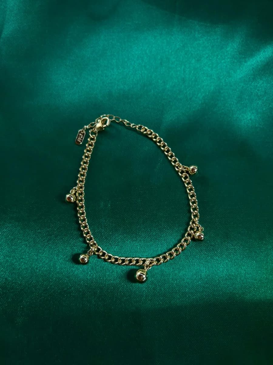 Pulsera Eslabon Colgate Esféricos en Chapa de Oro 18k — vista 3