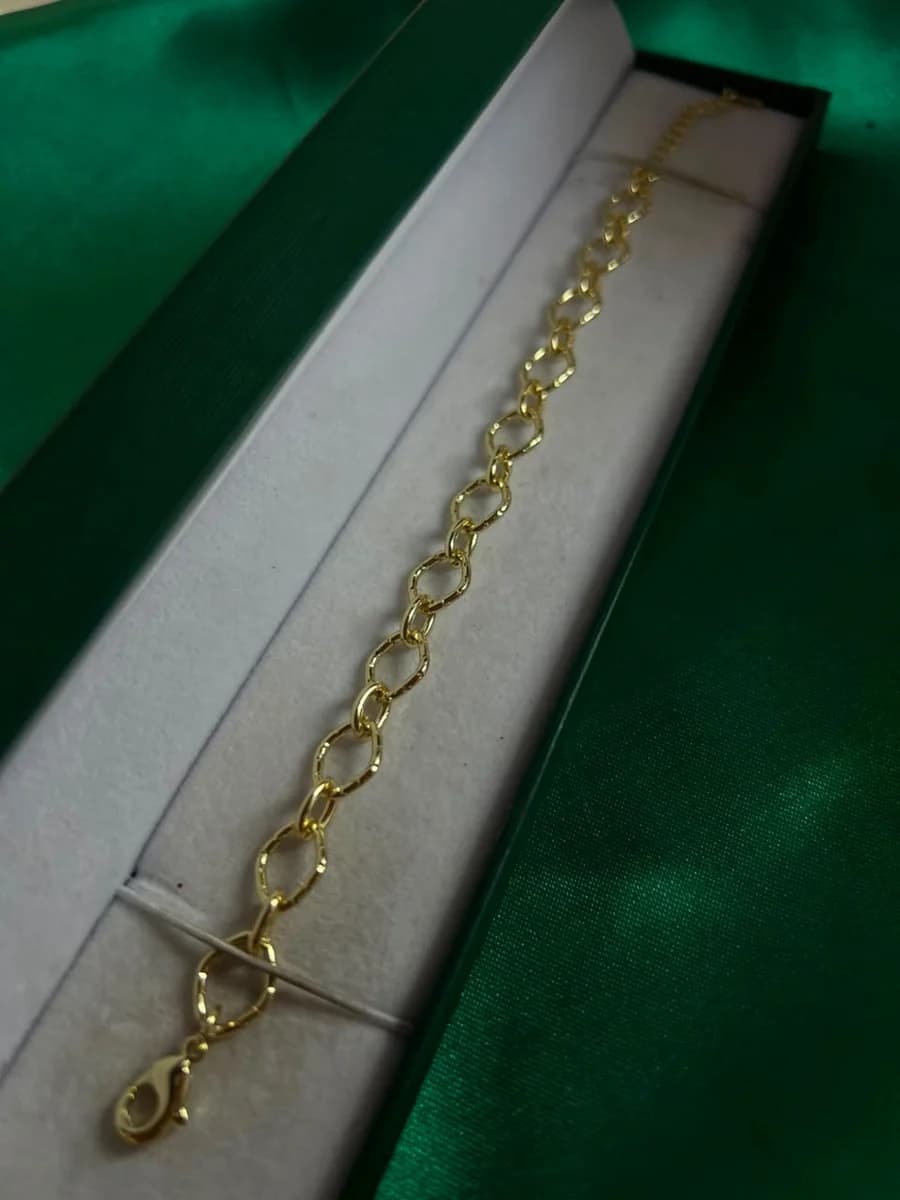 Pulsera Cadenilla Eslabones Ovalados en Chapa de Oro