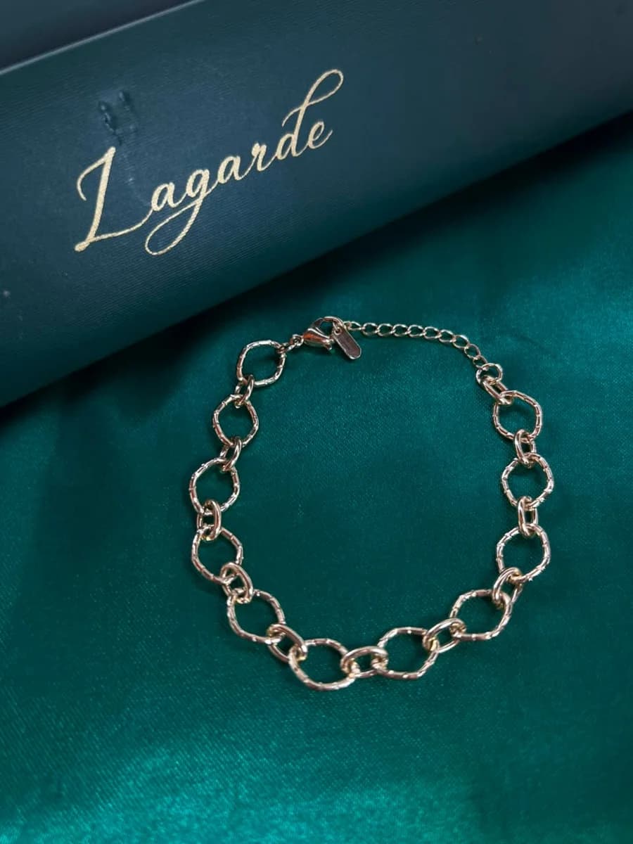 Pulsera Cadenilla Eslabones Ovalados en Chapa de Oro — vista 2