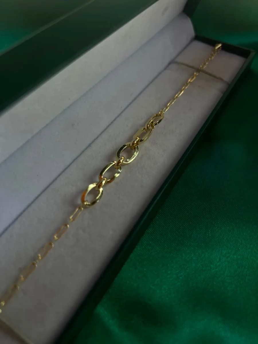 Pulsera Eslabones Encaje en Chapa de Oro