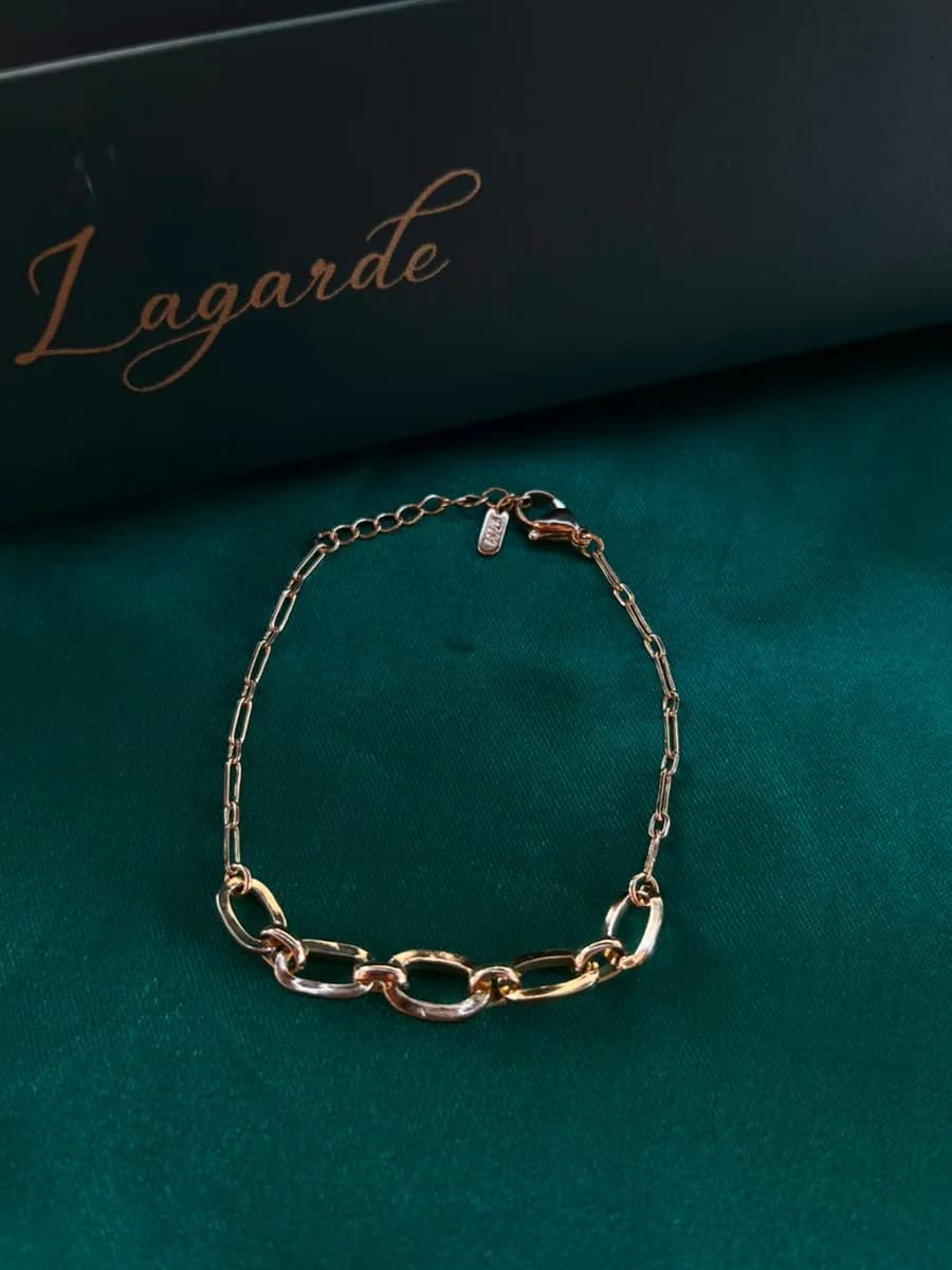 Pulsera Eslabones Encaje en Chapa de Oro — vista 3