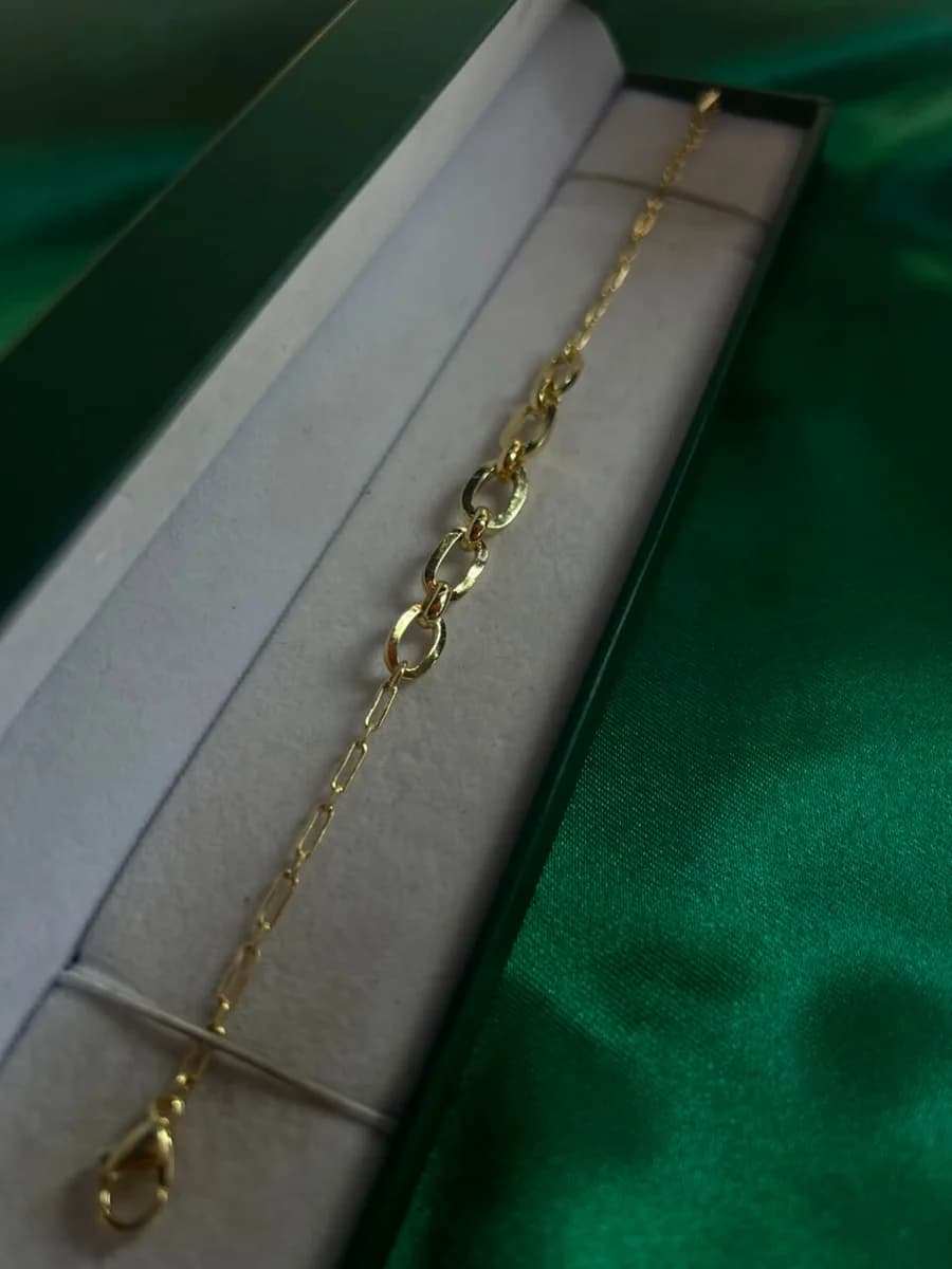 Pulsera Eslabones Encaje en Chapa de Oro — vista 6