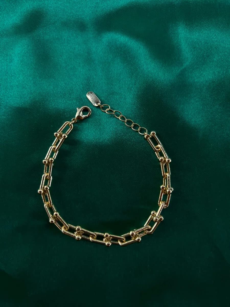 Pulsera Eslabones Trenzados Brillantes en Chapa de Oro 18k — vista 4