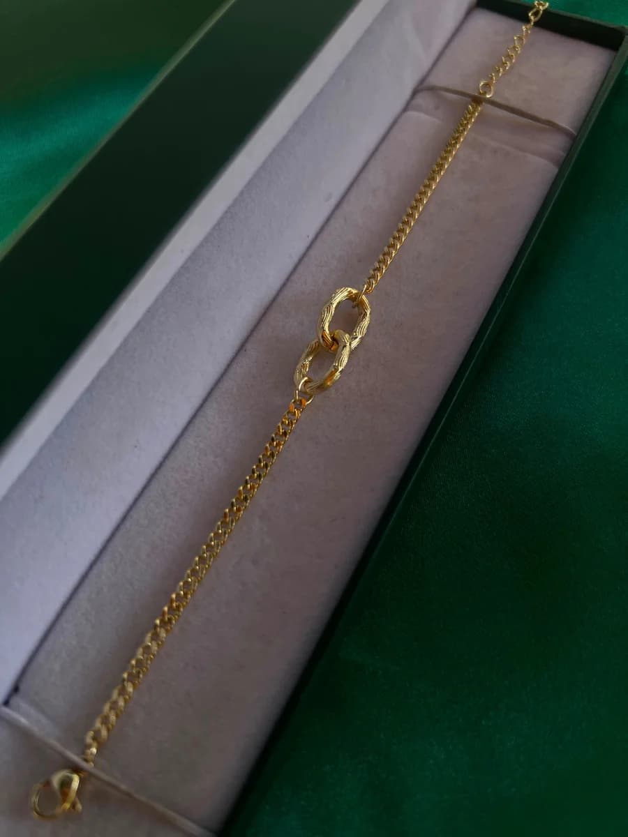 Pulsera Dos Eslabones en Chapa de Oro 18k