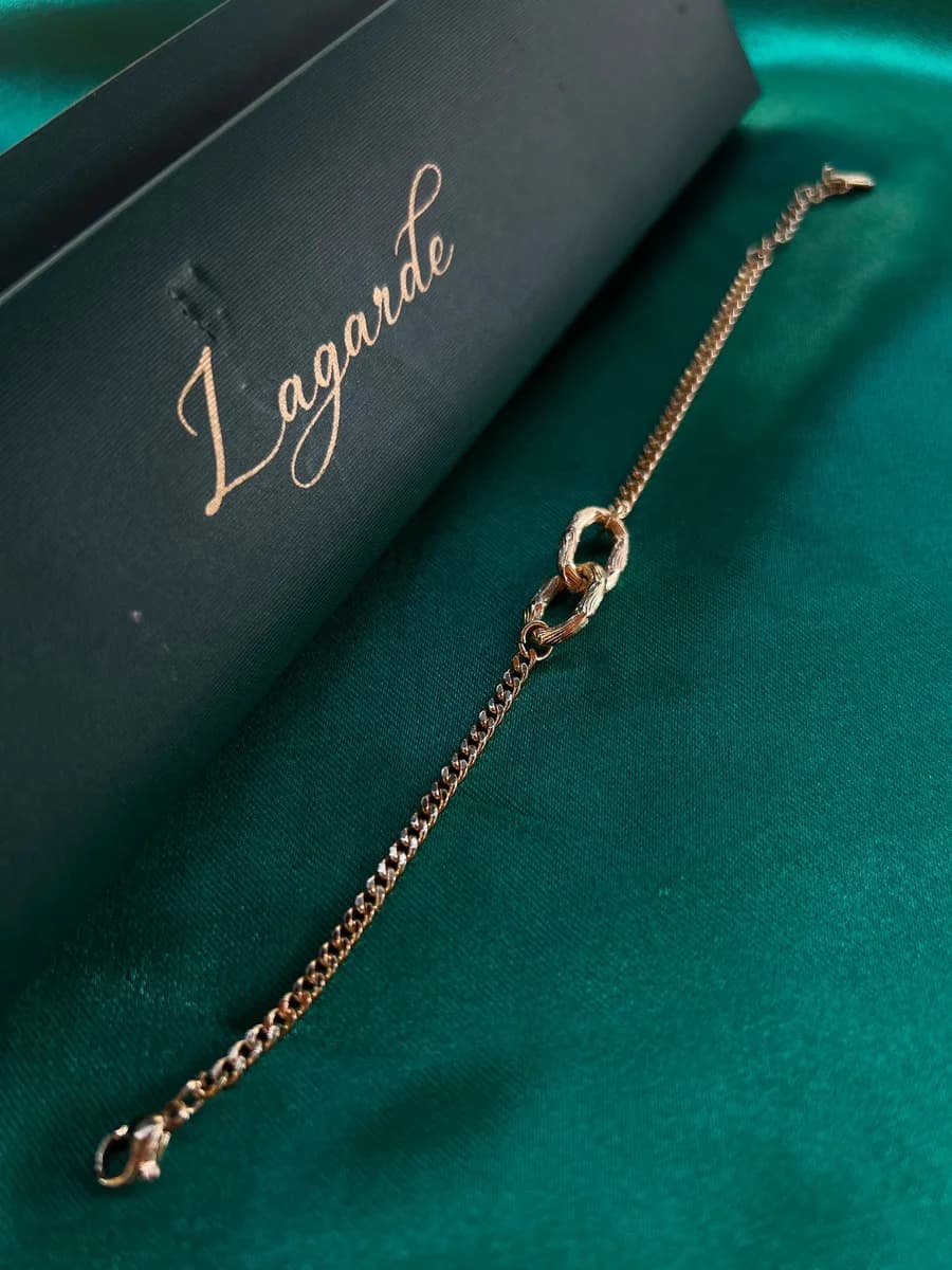 Pulsera Dos Eslabones en Chapa de Oro 18k — vista 2