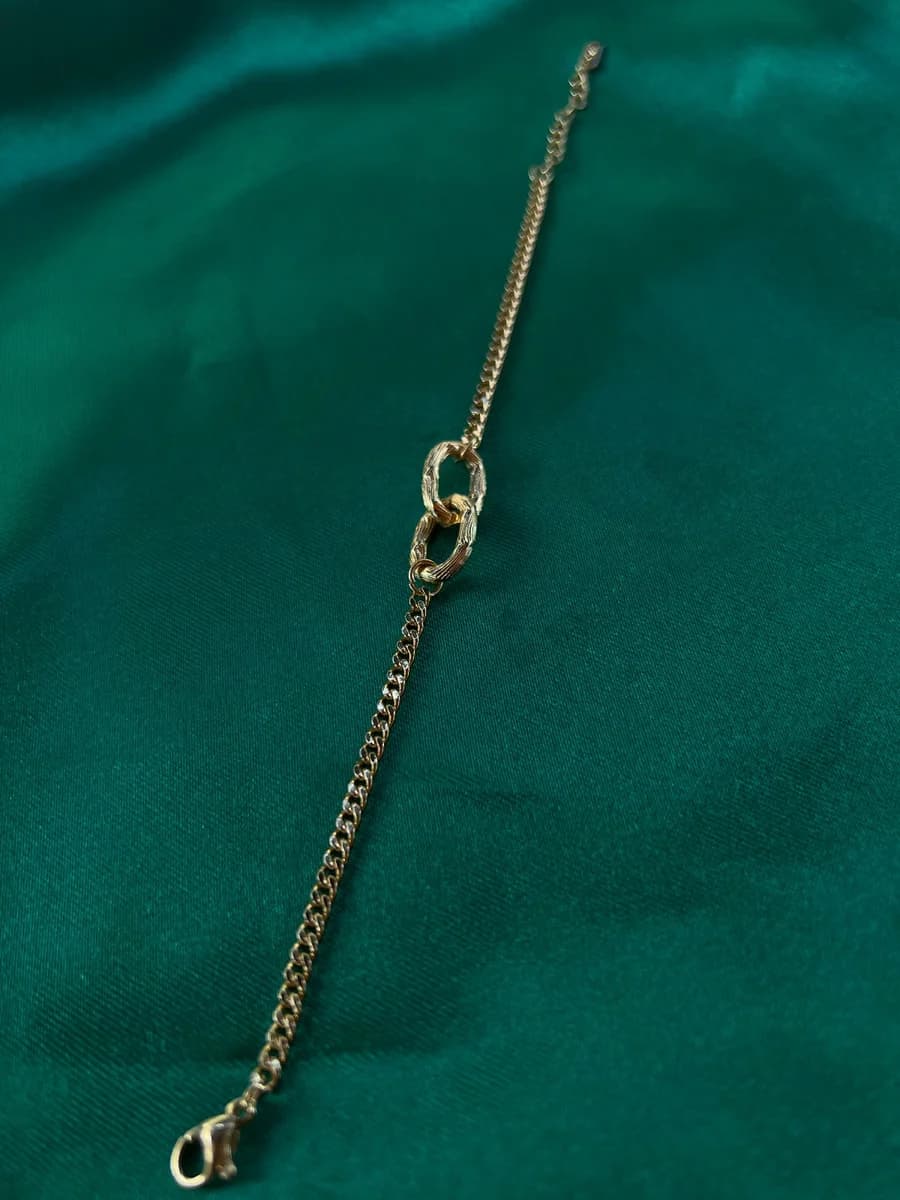Pulsera Dos Eslabones en Chapa de Oro 18k — vista 3