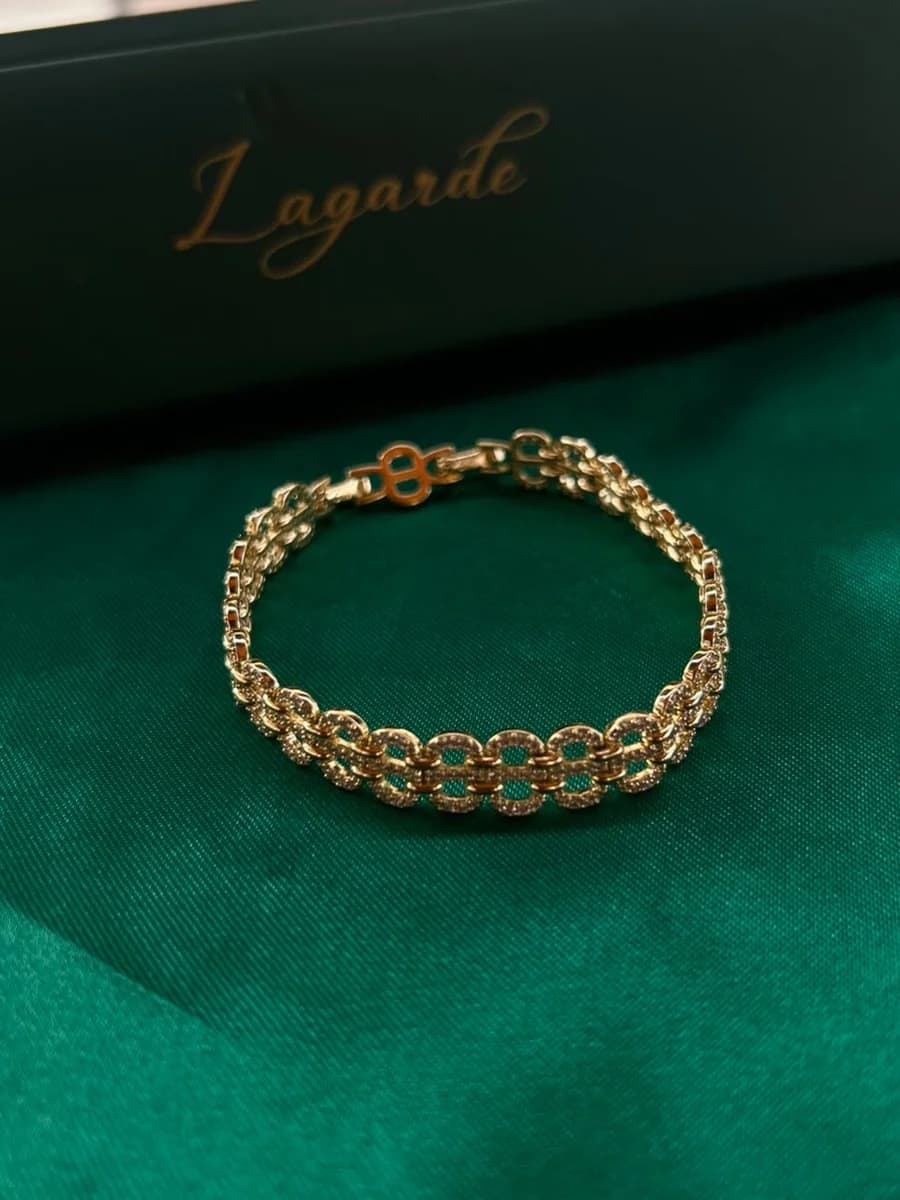 Pulsera Eslabones Ornamentados Finos en Chapa de Oro 18k — vista 2
