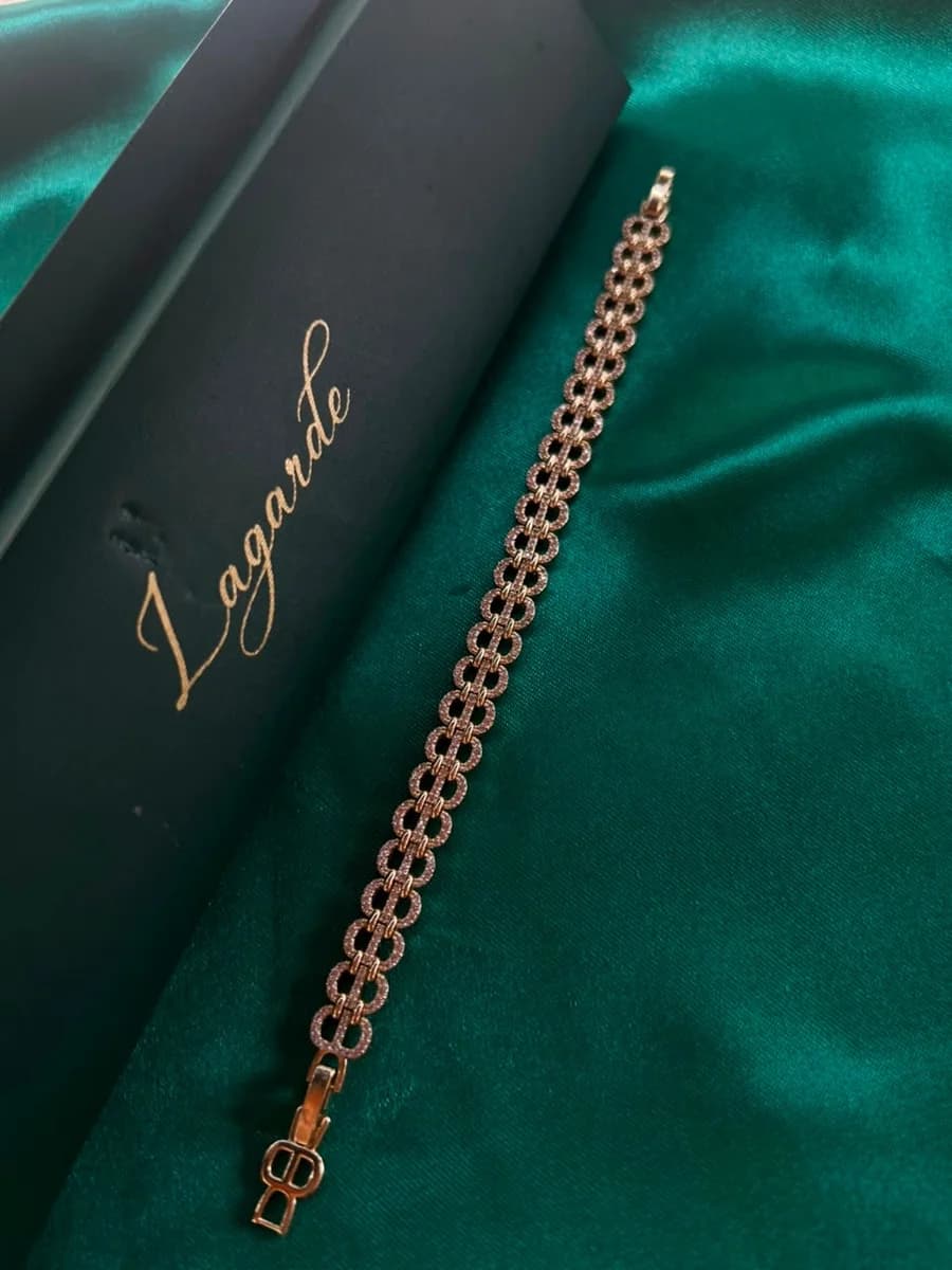 Pulsera Eslabones Ornamentados Finos en Chapa de Oro 18k — vista 4