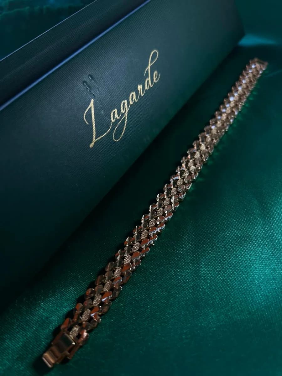Pulsera Fina Eslabones Texturizados en Chapa de Oro 18k — vista 2