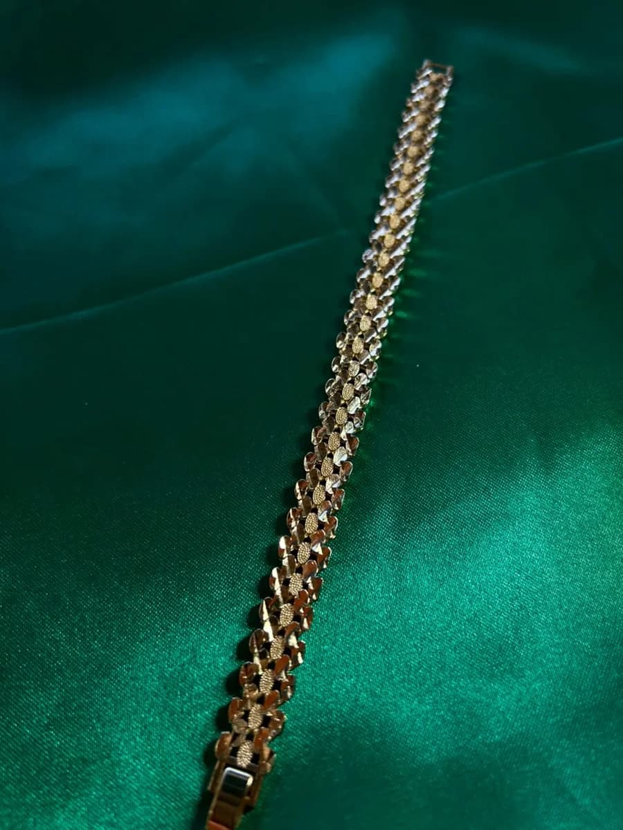 Pulsera Fina Eslabones Texturizados en Chapa de Oro 18k — vista 3