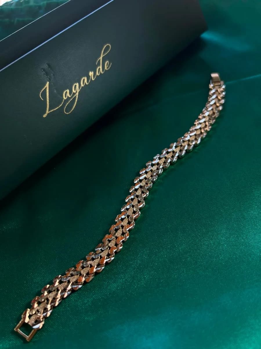 Pulsera Fina Eslabones Texturizados en Chapa de Oro 18k — vista 4