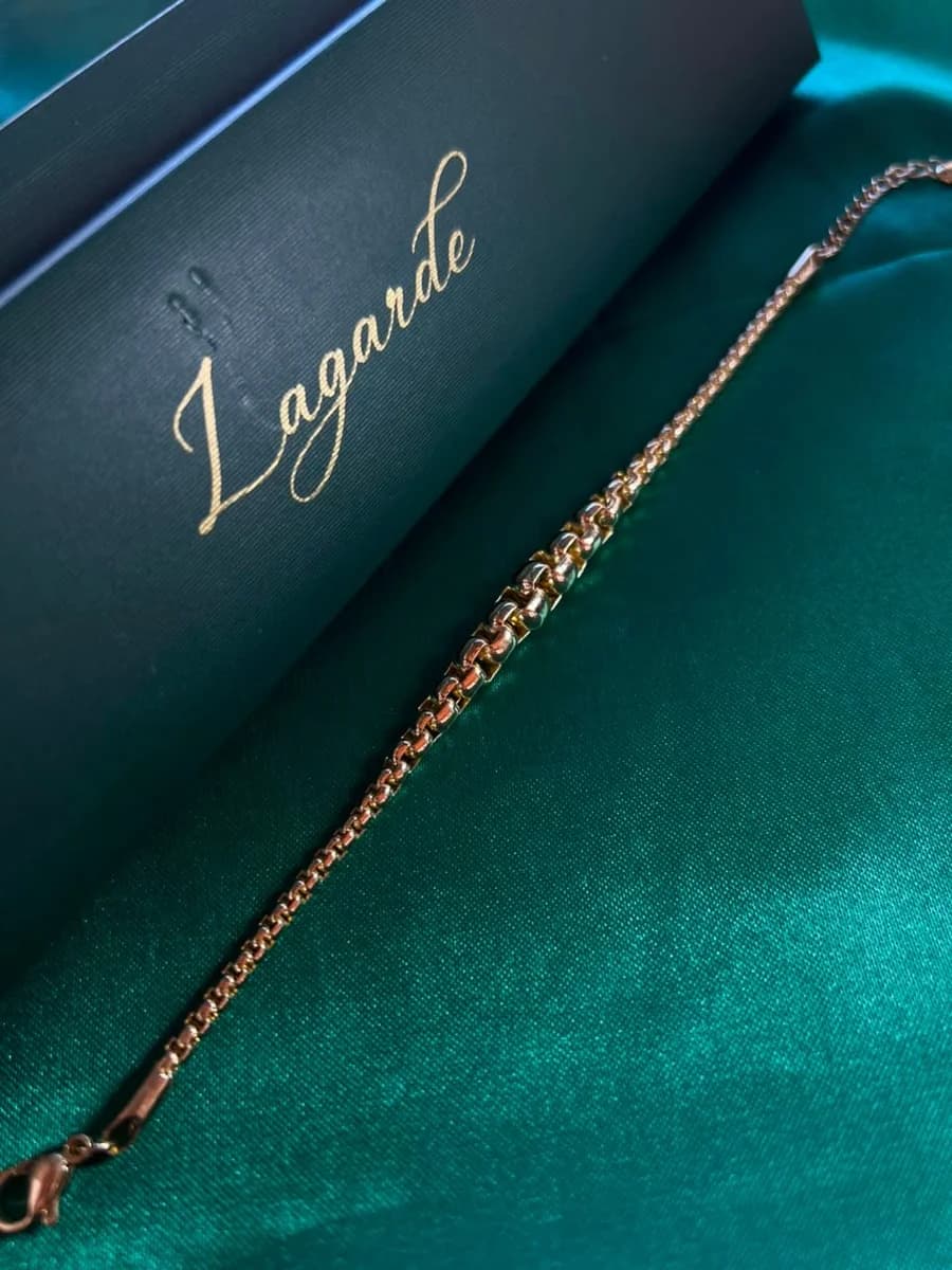Pulsera Eslabones Clásicos Brillantes en Chapa de Oro 18k — vista 2