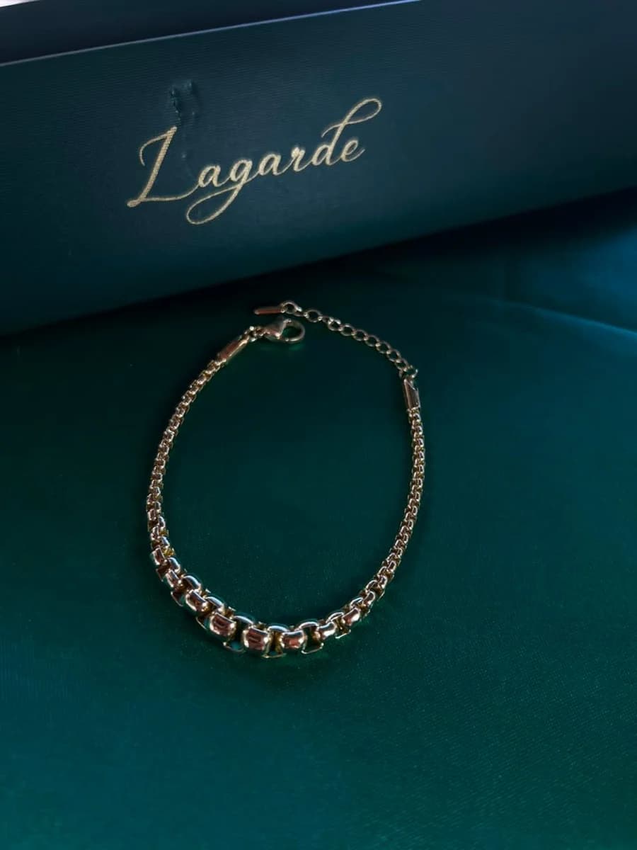 Pulsera Eslabones Clásicos Brillantes en Chapa de Oro 18k — vista 3