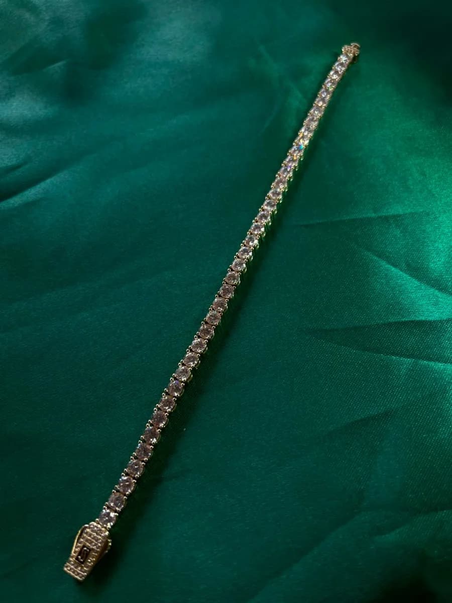 Pulsera Estilo Tennis de Piedra en Chapa de Oro 18k — vista 2